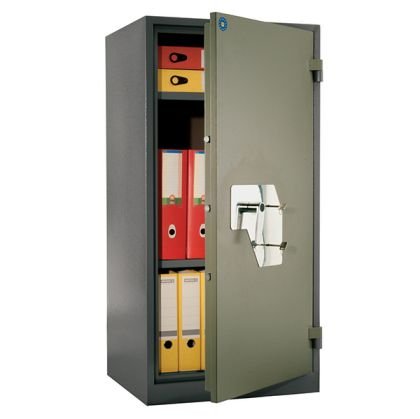 Брониран огнеупорен касов шкаф Brand Mauer 1260KL С 2 рафта, 60x52x122 cm / 50.6x42x108.2 cm, 72 kg Сив