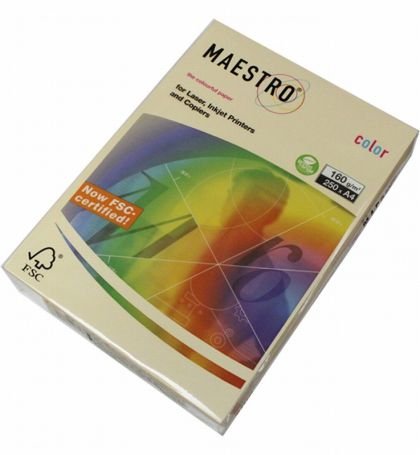 Цветен картон Maestro Color Крем, А4, 250 л. 160 g/m2 Цветен картон Maestro Color Крем, А4, 250 л. 160 g/m2