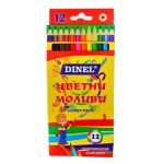 Цветни моливи Dinel Шестоъгълни, 12 цвята