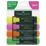 Комплект текст маркери Faber-Castell 1548 Скосен връх 1-5 mm 3+1 цвята
