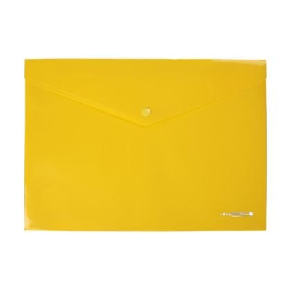 Папка джоб с копче Office Point De Luxe PP А4, Жълта