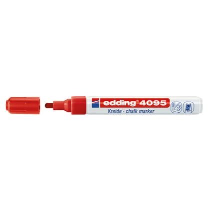 Тебеширен маркер за стъкло, бели и черни дъски Edding 4095 Объл връх 2-3 mm Червен