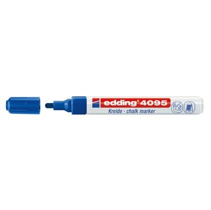 Тебеширен маркер за стъкло, бели и черни дъски Edding 4095 Объл връх 2-3 mm Син